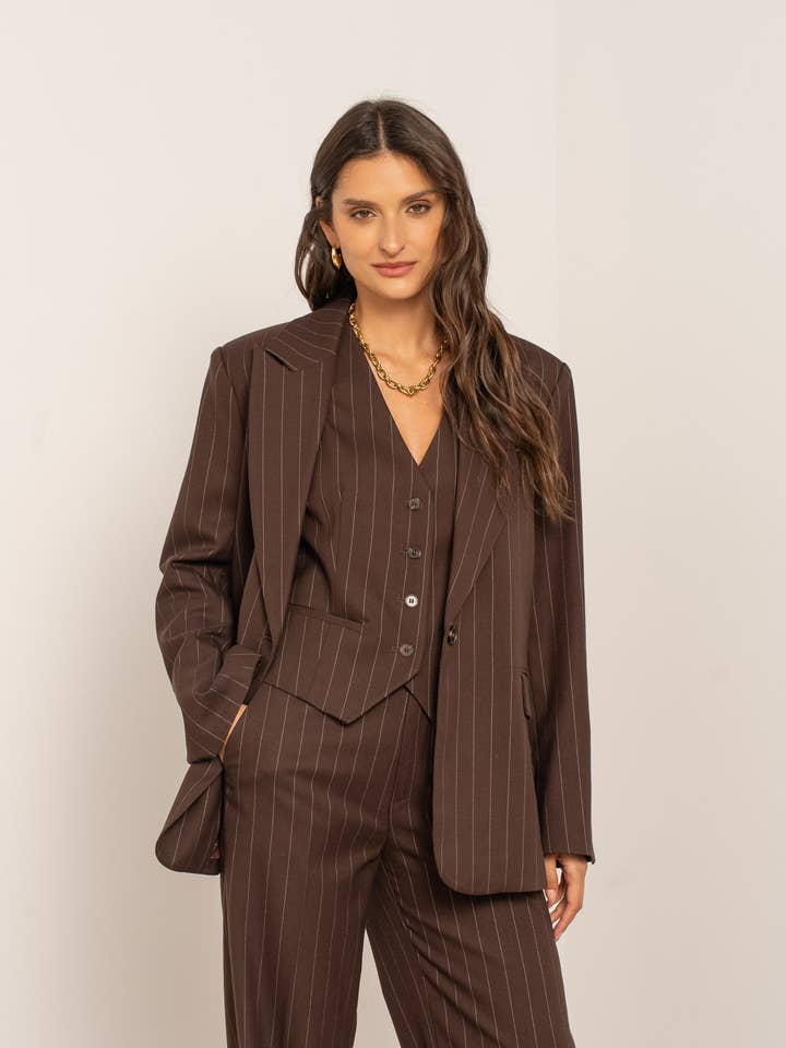 Oversized pinstripe blazer for wholesale by Attentif Paris
