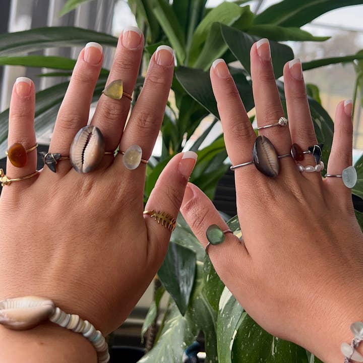 HALT - Wholesale Cocktail/Statement Ring - Honey Cowrie Ring | Boho Surfer Beach Jewelry6