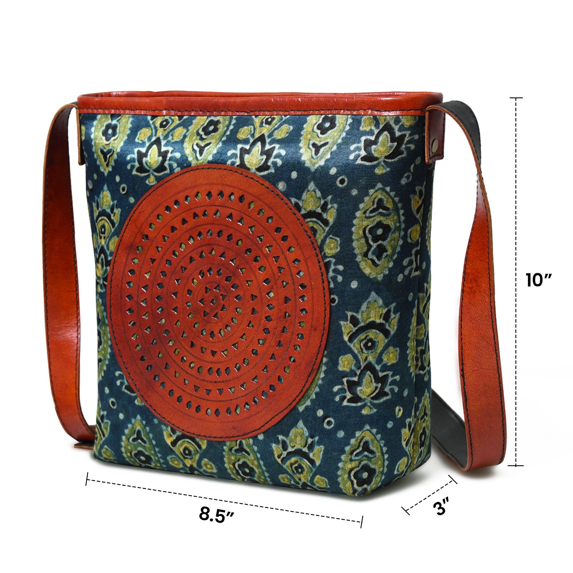 Classy Leather Bags – wholesale Tote bag – Women's – Heritage Ajrakh Leather Tote Bag9