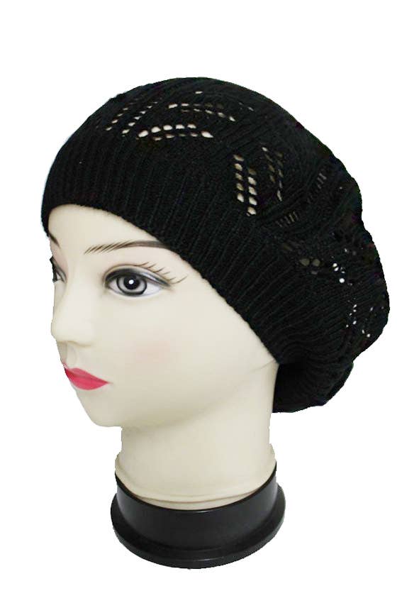 Cap Zone - Wholesale Beret - Women's - Geometric Pattern Crochet Knit Berets1