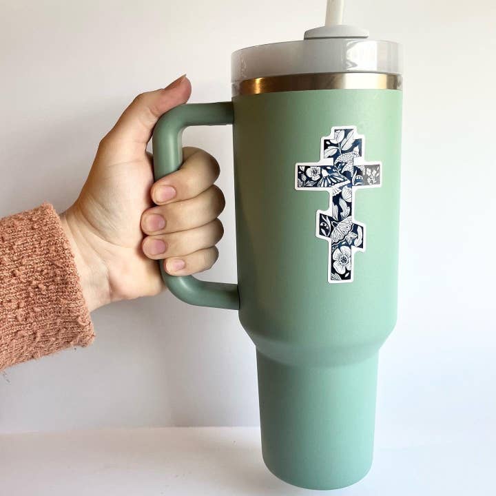 Cobalt Cross Sticker for wholesale by DRAW NEAR DESIGNS, LLC