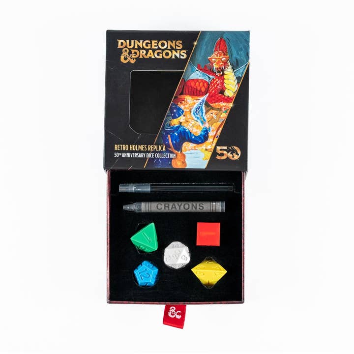 FanRoll by Metallic Dice Games - Wholesale Dobbelstenen - D&D 50e jubileum retro vintage Holmes replica set1