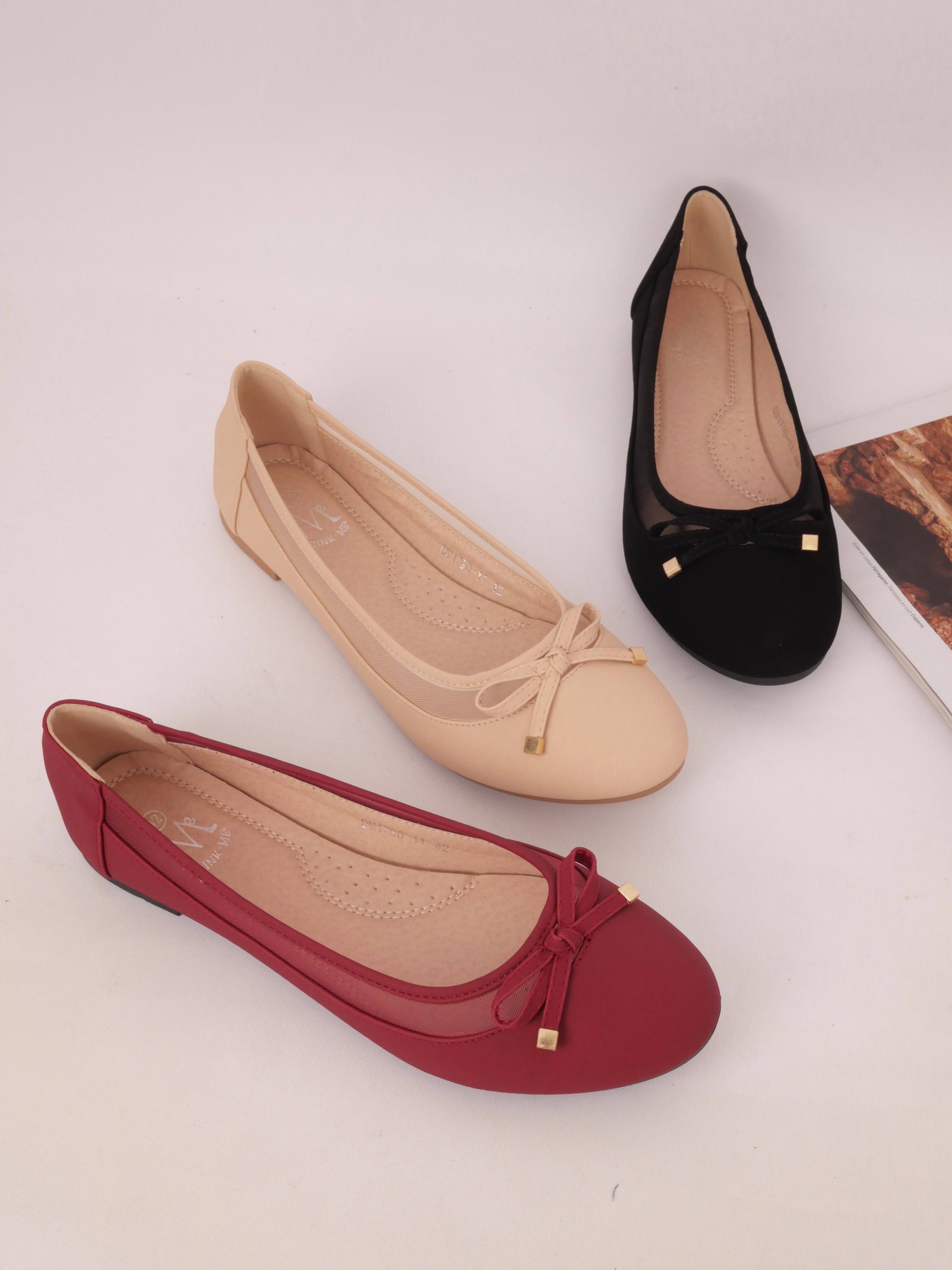 BELLICY / Cink-me - Wholesale Flats - Women's - Faux leather and translucent mesh ballet flats with, DM1790-110