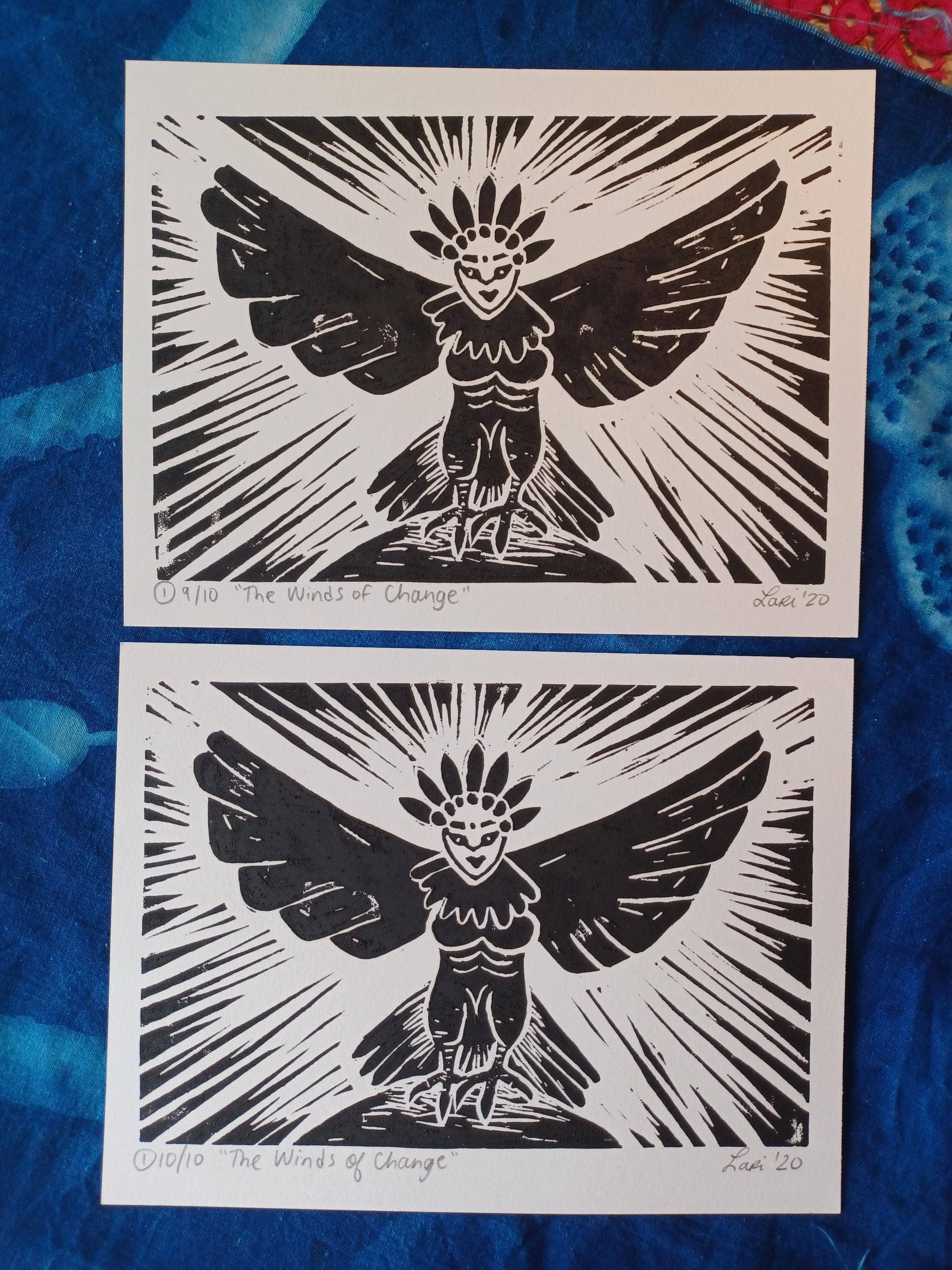 Larisanjou - Wholesale Art Print - Harpy Eagle Divine Feminine Handmade Linocut Limited Edition1