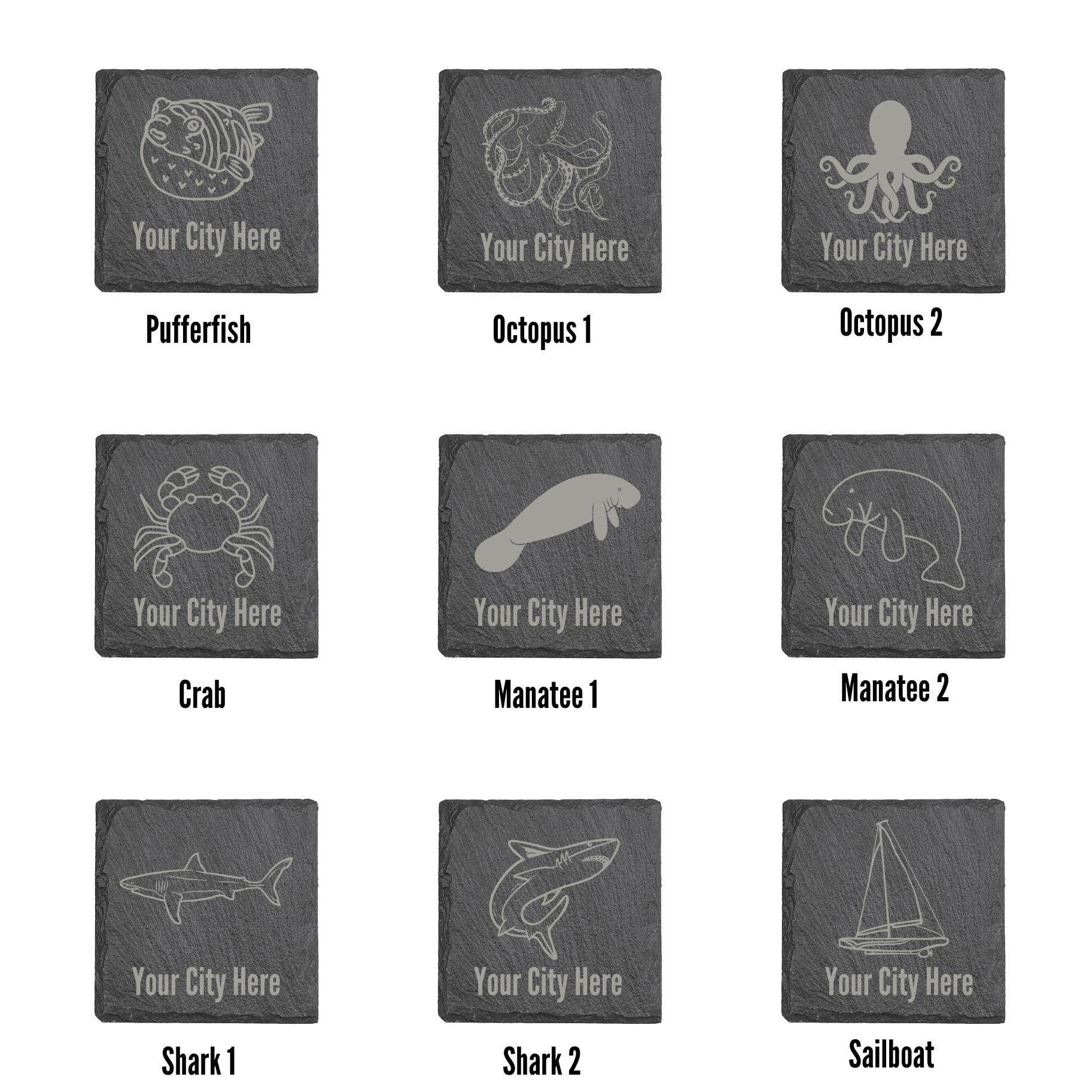 Mermaid of Hilton Head - Wholesale Onderzetters - Strandonderzetters, nautische onderzetters, onderzetters van gegraveerd leisteen3