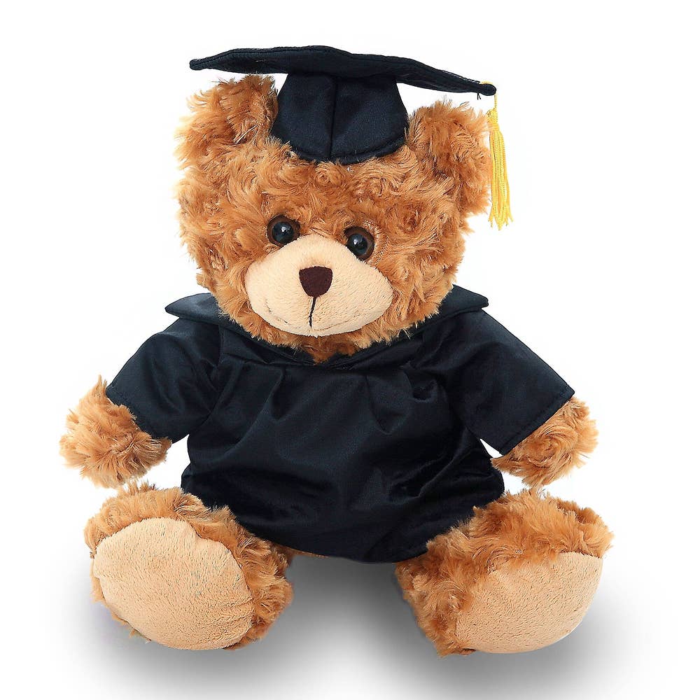 Plushland - Wholesale Stuffed/Plush Toy - Kids & Baby - 11″ Graduation Mocha Bear Plush | Plush in Custom Cap & Gown