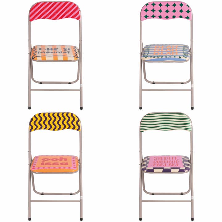 VdE Tivoli 1996 – Engroshandel Foldestol – More Amor klapstol i kulstofstålrør, 4 assorterede designs