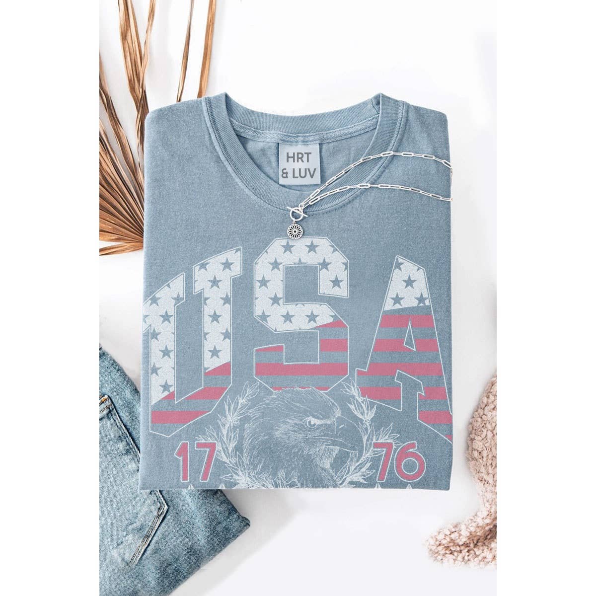 HRTandLUV – wholesale T-shirt (graphic) – women's – USA 1776 WASHED GRAPHIC TEE2