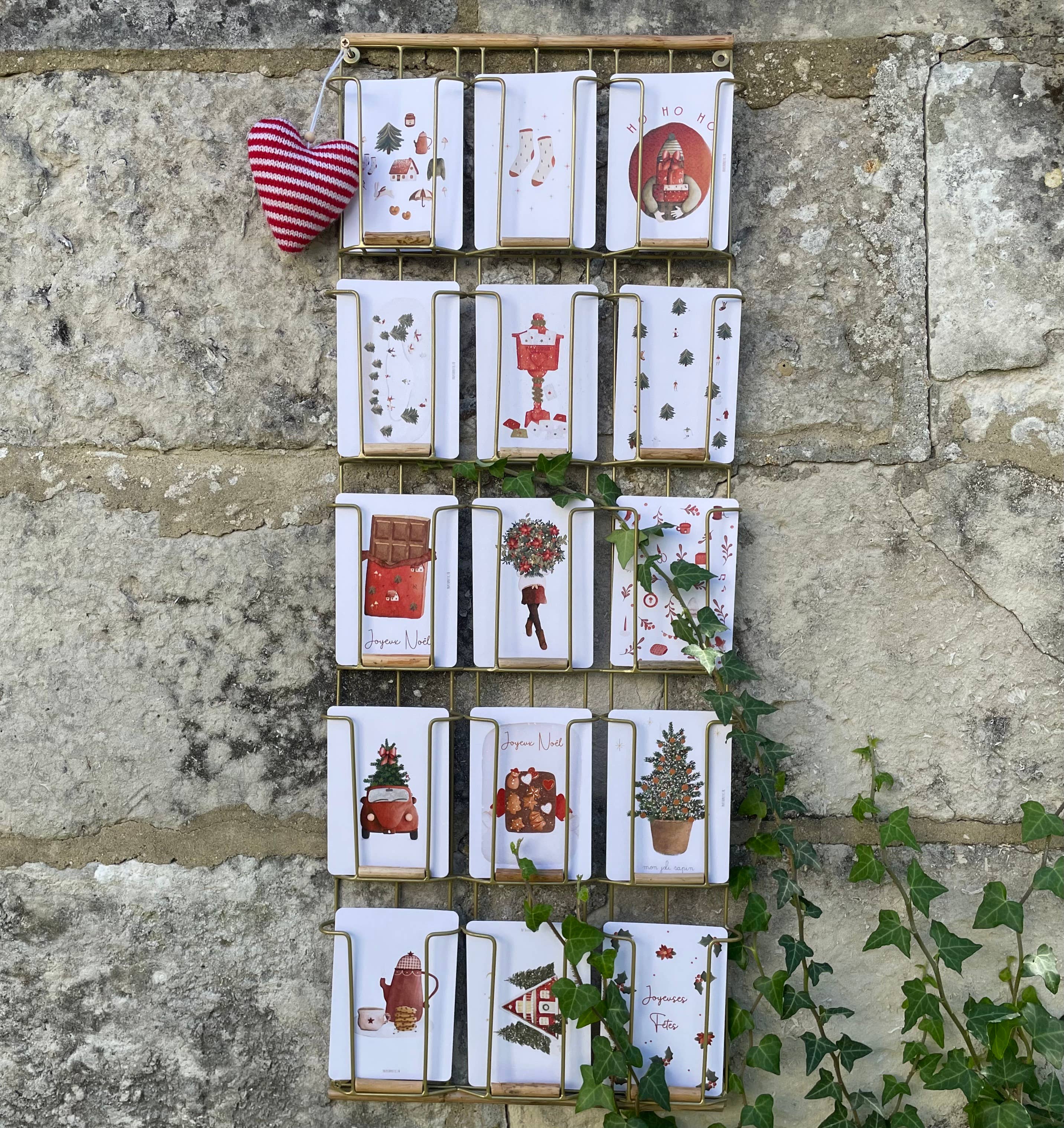 Papier Poetic - Vendita all'ingrosso Biglietti di auguri di Natale - Cartolina "Stampa Agrifoglio e Stella di Natale"1