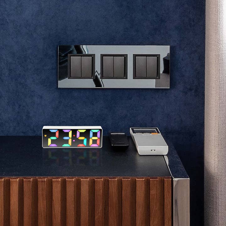 Digital White with Colored Display Tabletop Alarm Clock for wholesale on Faire1