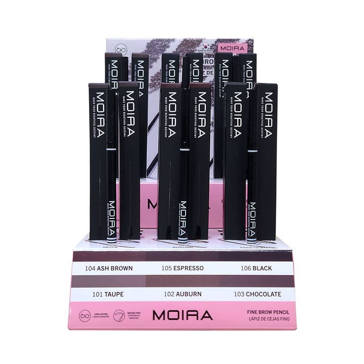 Moira Makeup Display Fine Brow Pencil 18pc for wholesale by Moira Cosmetics