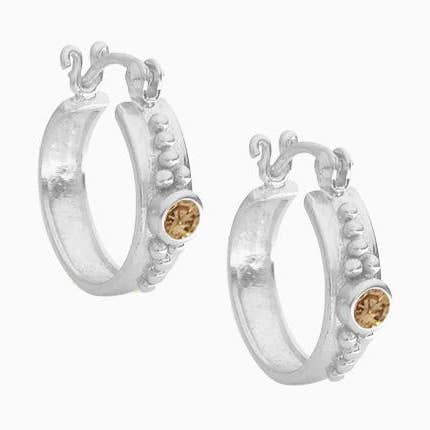 Earrings zirconia stone champagne silver for wholesale by My Treasure Hunts