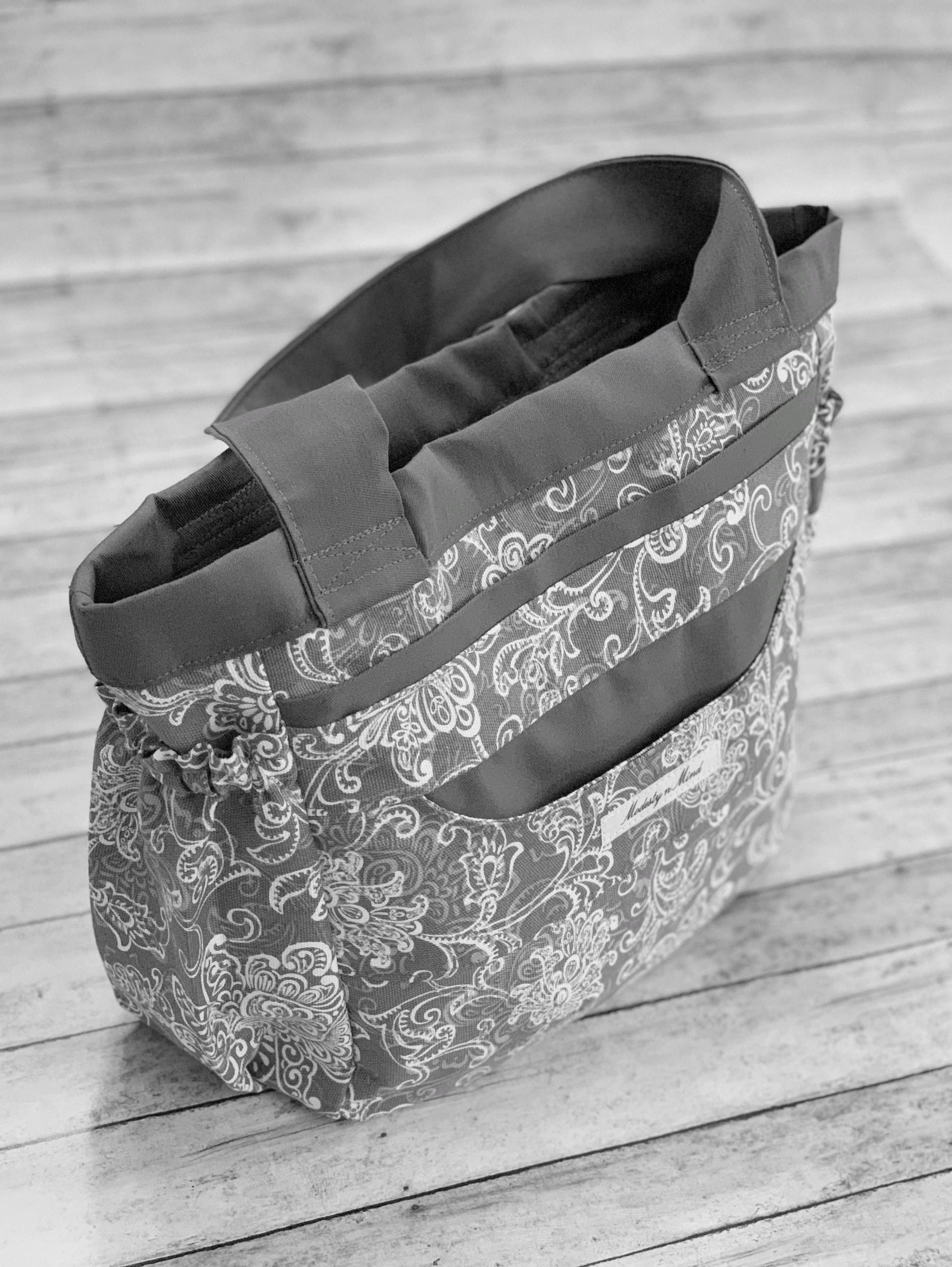 Modesty n Mind - Wholesale Tote Bag - Women's - Gray & White Mini Everything Tote3