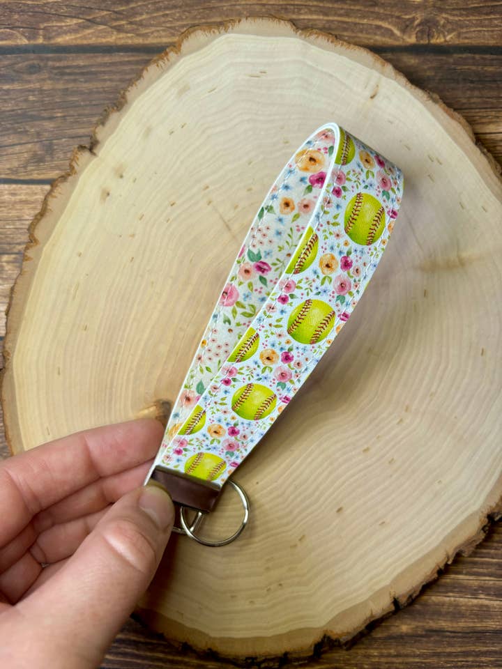 Softball Wristlet Keychain for wholesale by South Coast Sewn