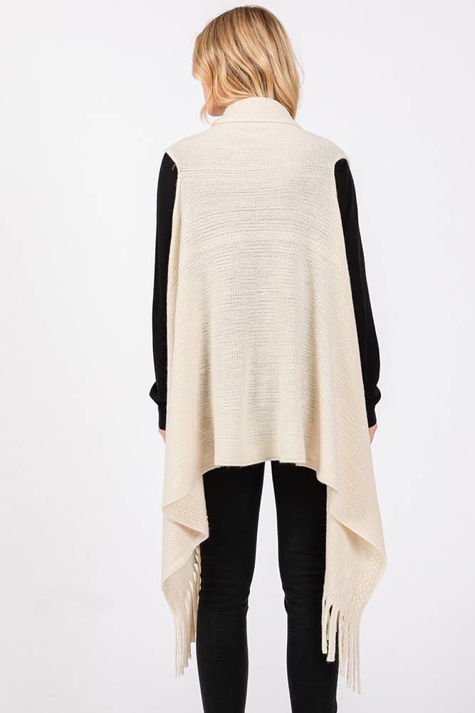 Hana - Vente Veste sans manches – femme - Gilet d'hiver en tricot à pompons à pois gaufrés4