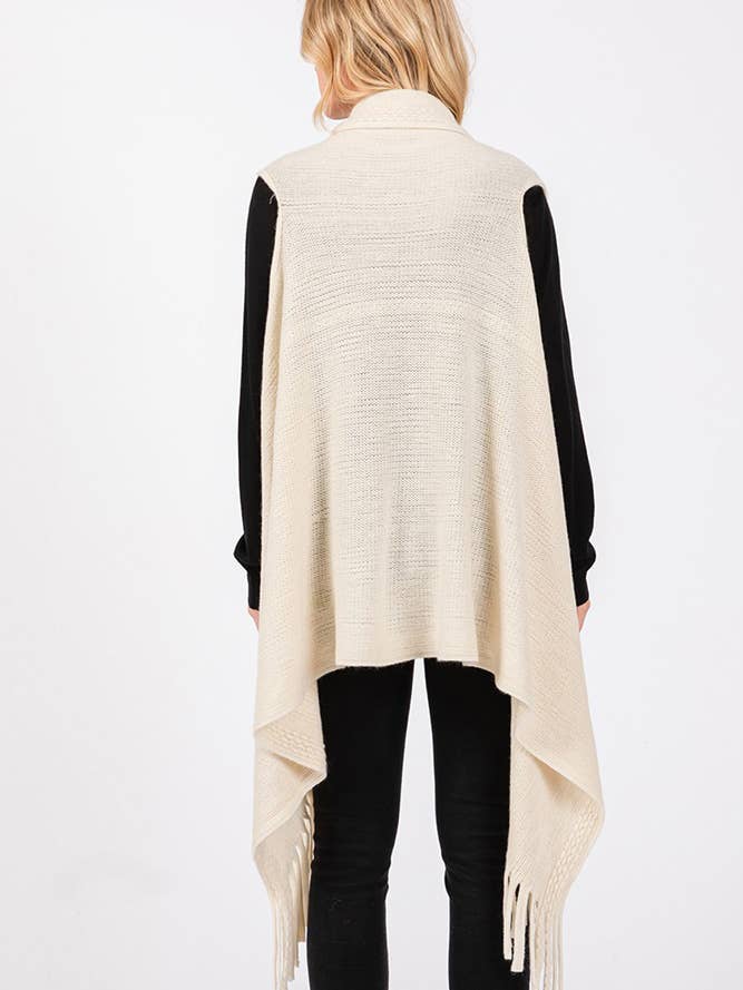 Hana - Vente Veste sans manches – femme - Gilet d'hiver en tricot à pompons à pois gaufrés4