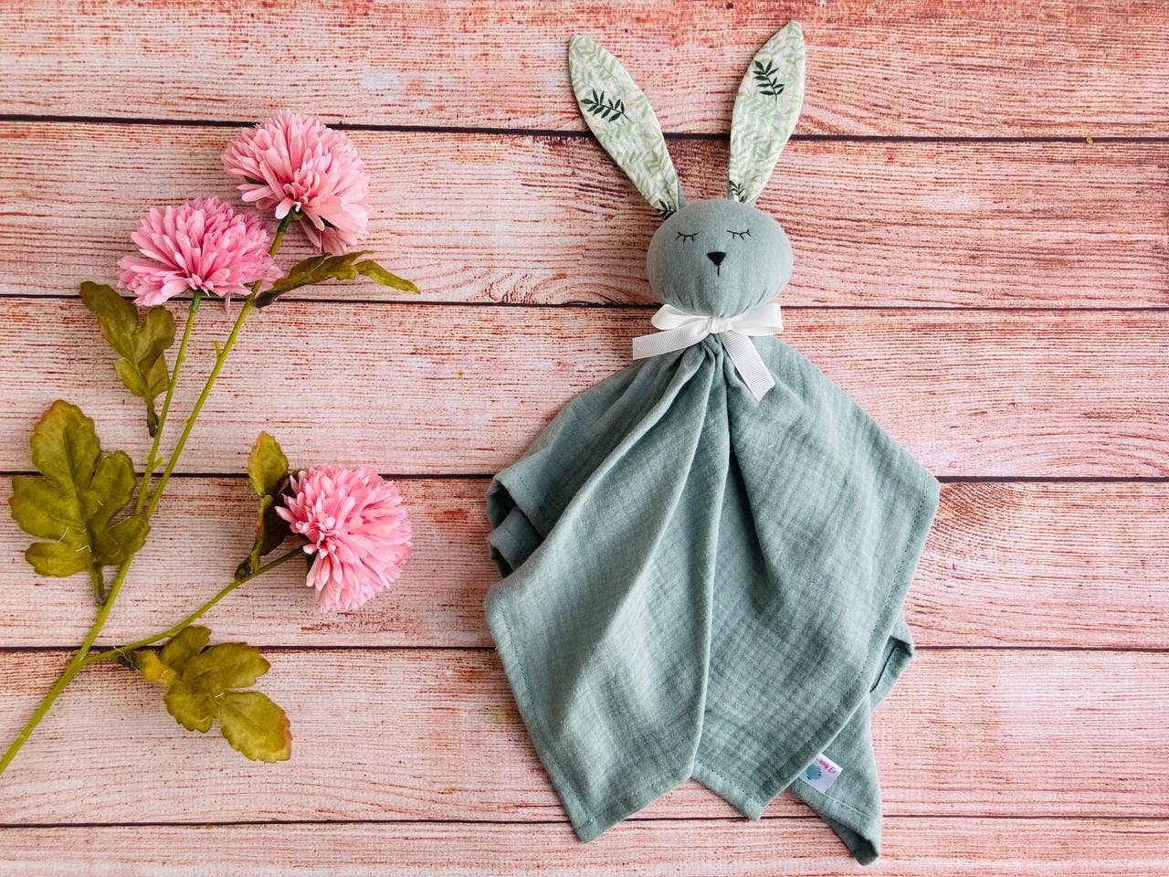 Pastel Baby - Wholesale Security/Cuddle Blanket - Baby - Muslin Baby comforter Bunny lovey - Sage Green1