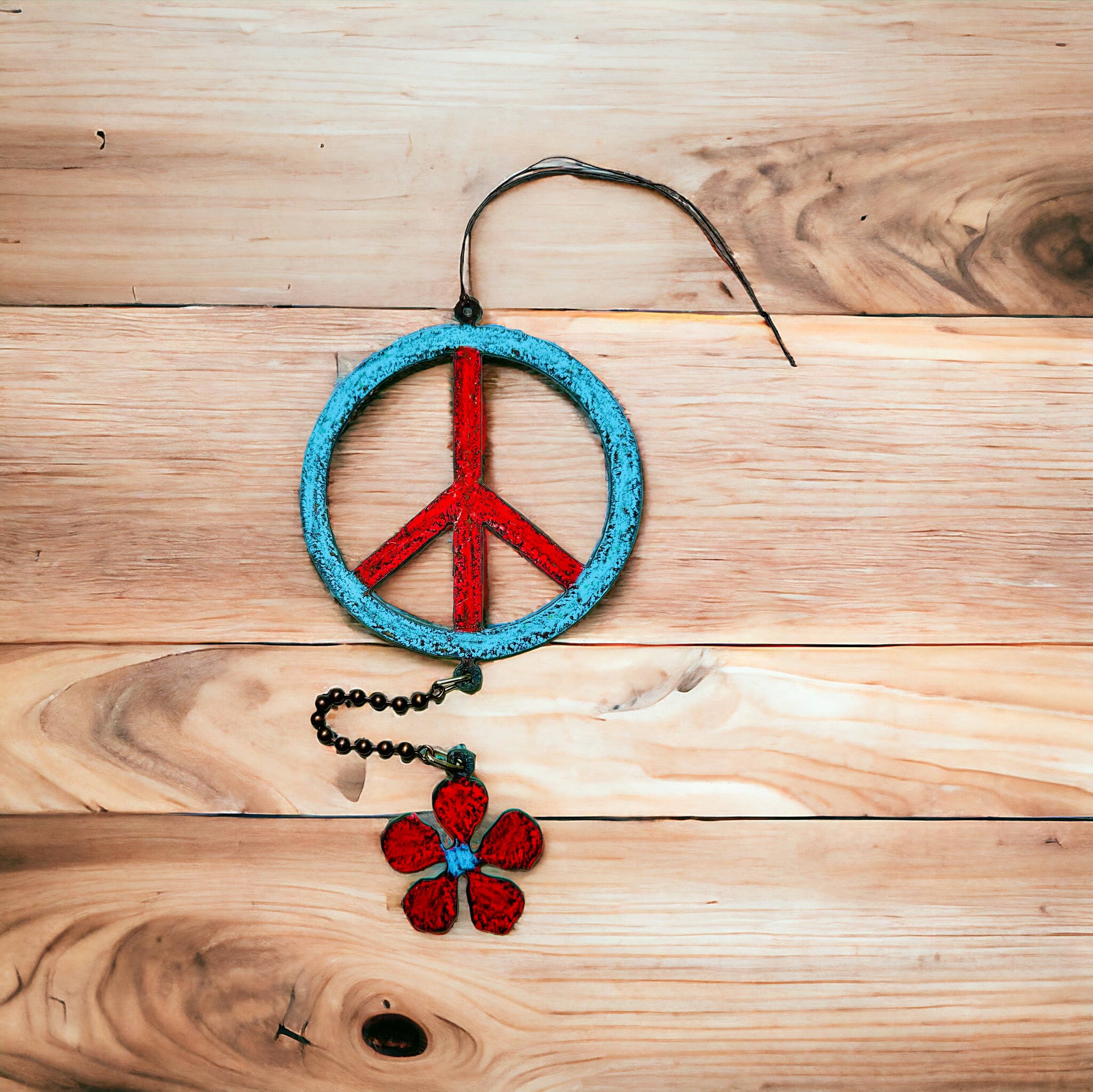 Whimsies - Vendita all'ingrosso Decorazione mobile - Segno della pace mobile, ornamento floreale mobile da giardino hippie eco