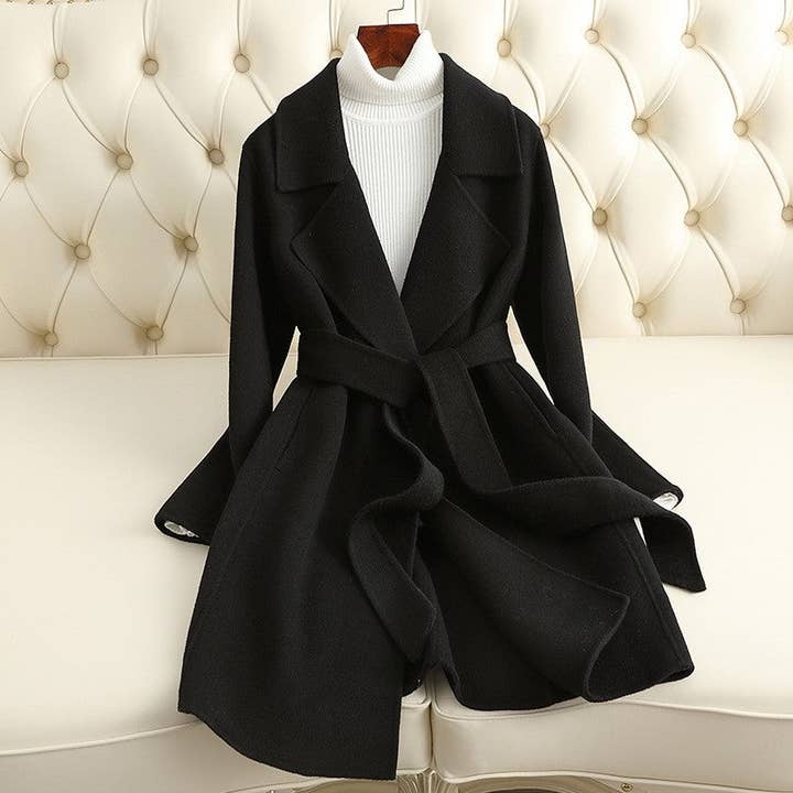 UZ Wholesale Store - Wholesale Coat - Women's - Solid Color Mid-Length Double-Faced Cashmere Coat