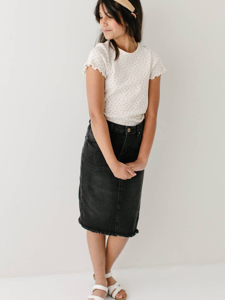 The Main Street Exchange - Wholesale Skirt - Kids - 'Nala' Girl Distressed Denim Skirt7