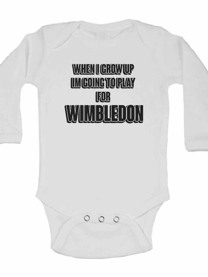 When I Grow Up Im Going to Play for Wimbledon - Long Sleeve Baby Vests for wholesale by Little Ratbag