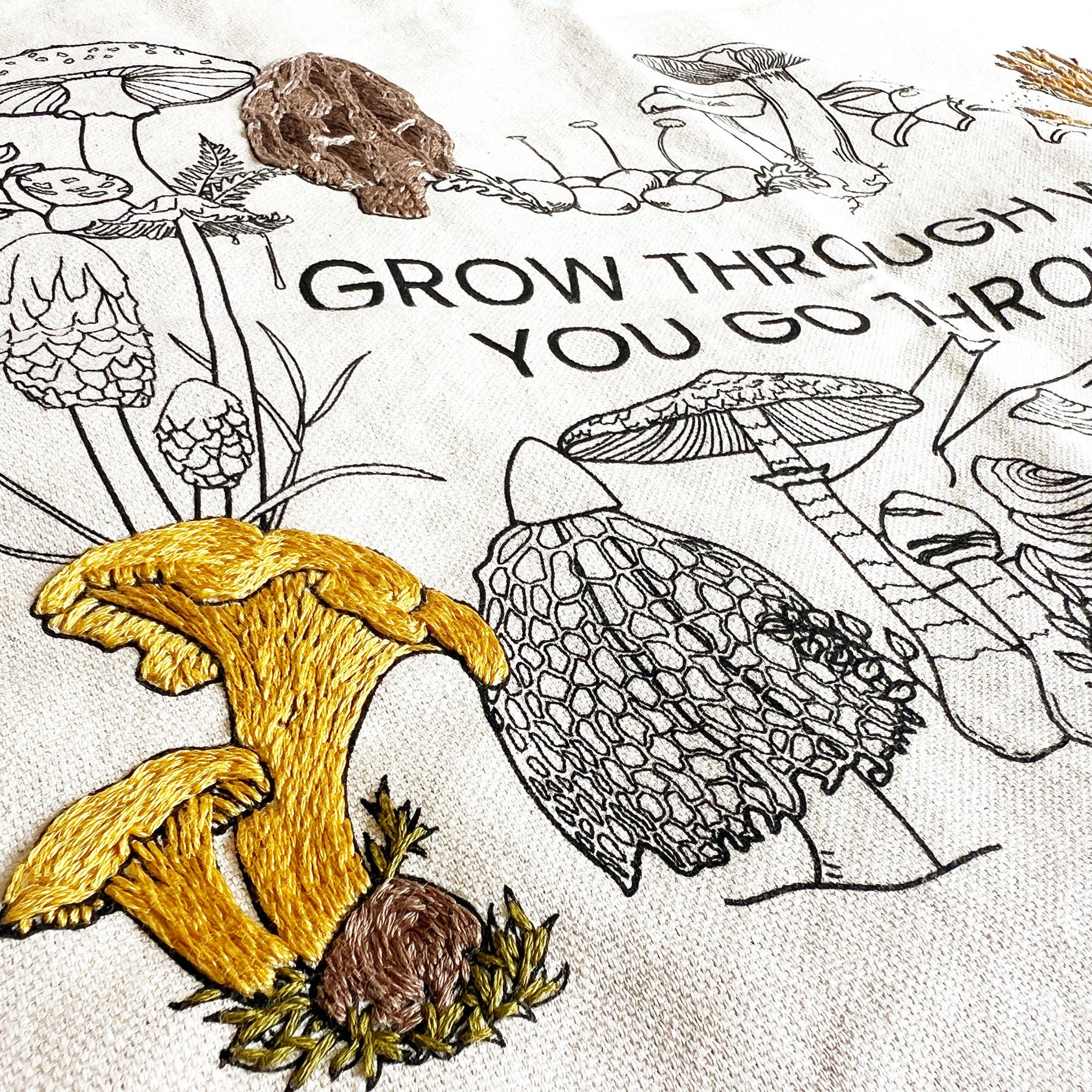 Rosanna Diggs Embroidery - Wholesale DIY Craft Kit - Grow Through What You Go Through Tote Bag Embroidery Kit1
