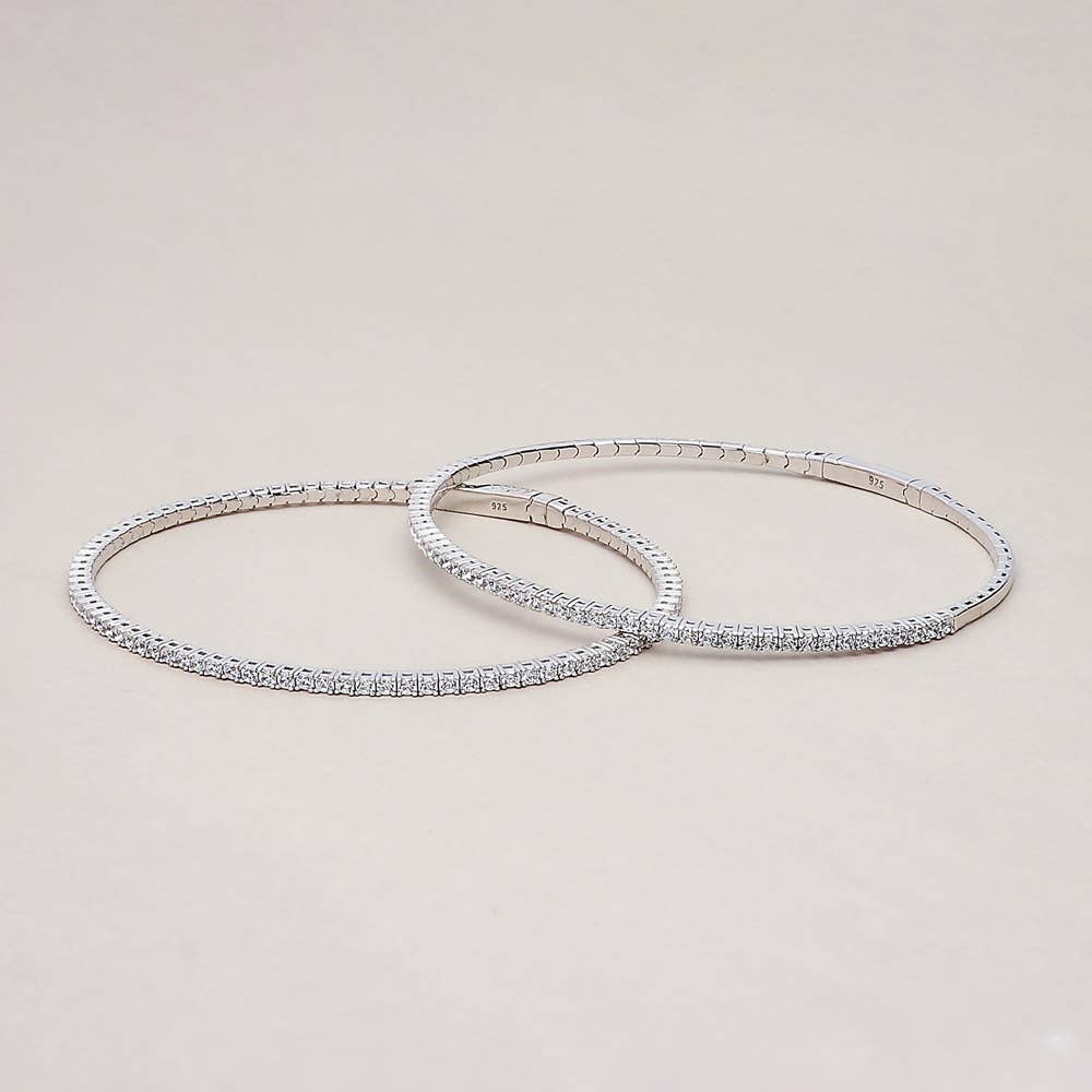 BERRICLE - Wholesale Bangle Bracelet - BERRICLE Sterling Silver Flexible CZ Bangle, 2-Piece Set9