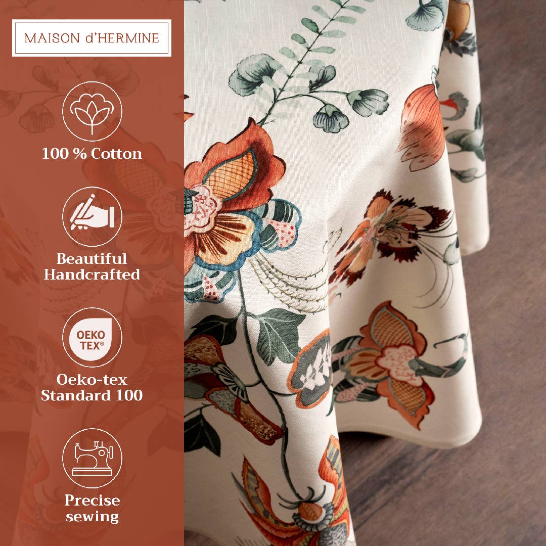 Maison d'Hermine - Design in Every Thread - Wholesale Tablecloth - Tablecloths 100% Cotton - 3 Shapes - Dalida Fall7
