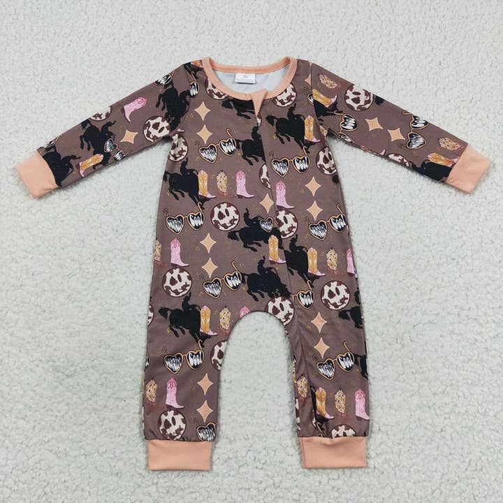 Aier Wholesale - Wholesale Jumpsuit - Baby - Baby Boys Girls Infant Western Boots Zip Rompers