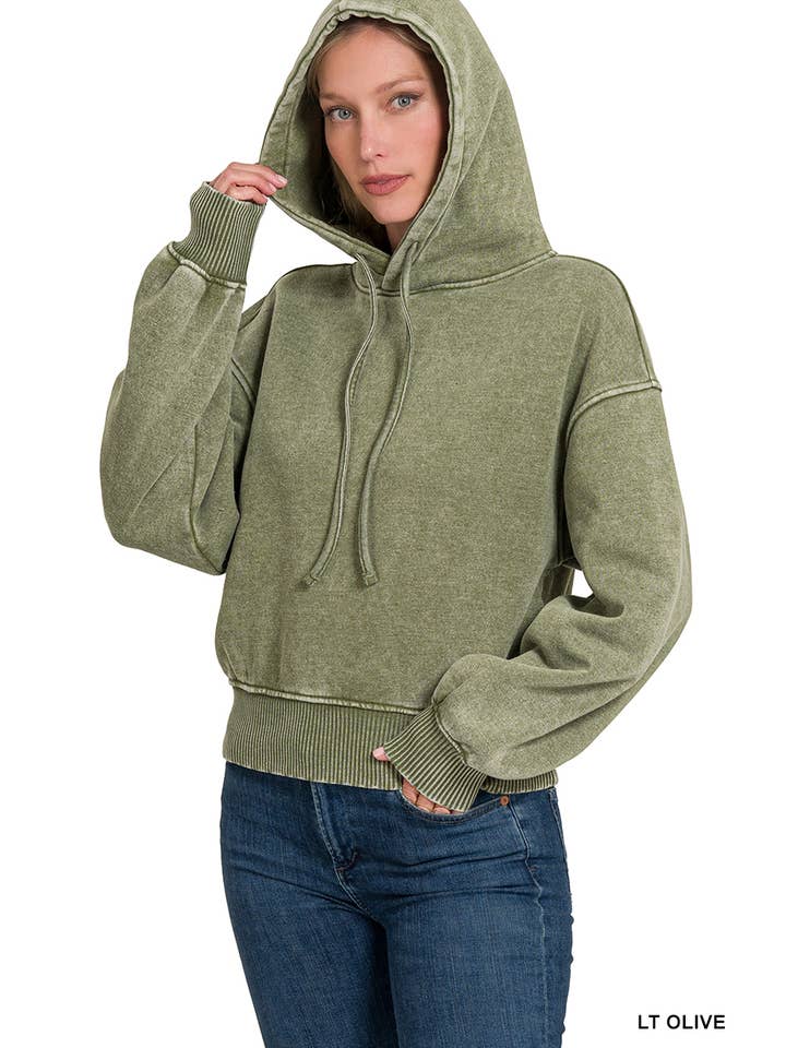 Vanilla Monkey - Venta al por mayor Sudadera con capucha - Mujer - Sudadera con capucha corta de forro polar Acid Wash
