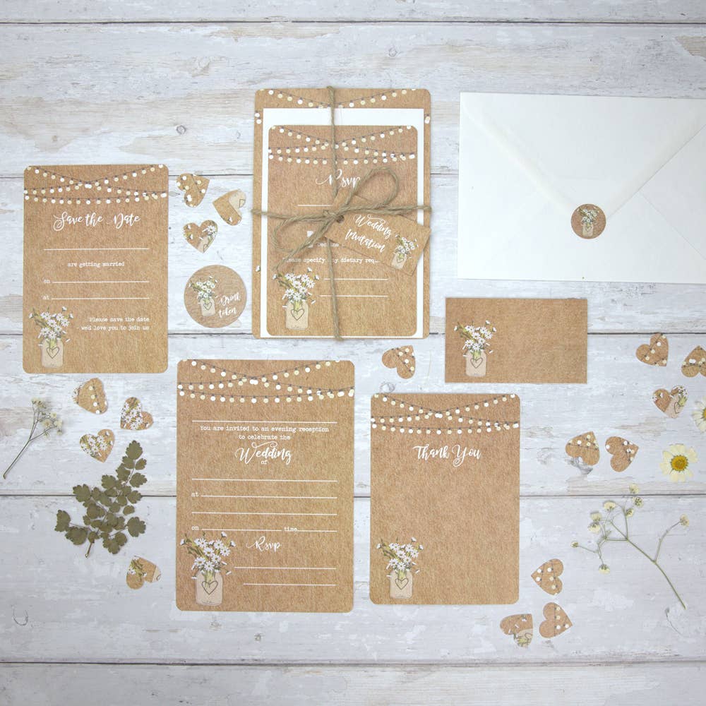 Dotty About Paper – wholesale Envelopes – Rustic Mason Jar Flowers - Wedding Envelope Seals3