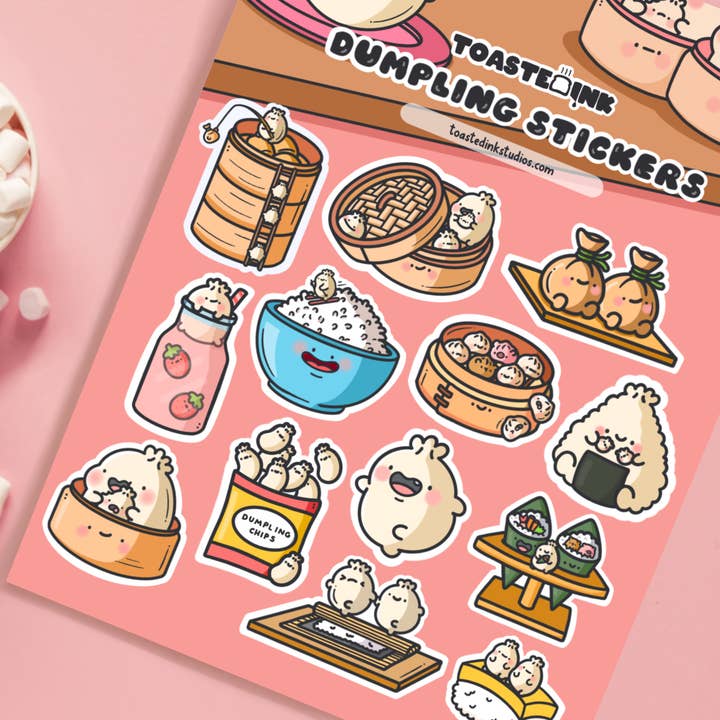 Toastedink - Wholesale Sticker - Dumpling Sticker Sheet | Cute Stickers