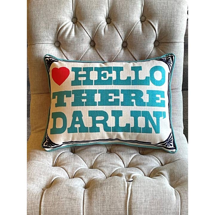 Hatch Show Print - Wholesale Throw/Decorative Pillow - Hello There Darlin' Hearts Pillow2