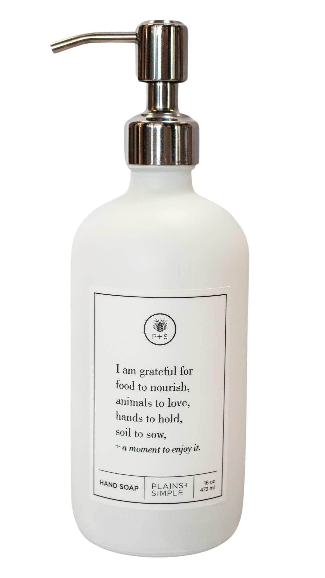 Plains + Simple - Wholesale Soap Dispenser - I Am Grateful White Glass Reusable Soap/Lotion Dispenser0