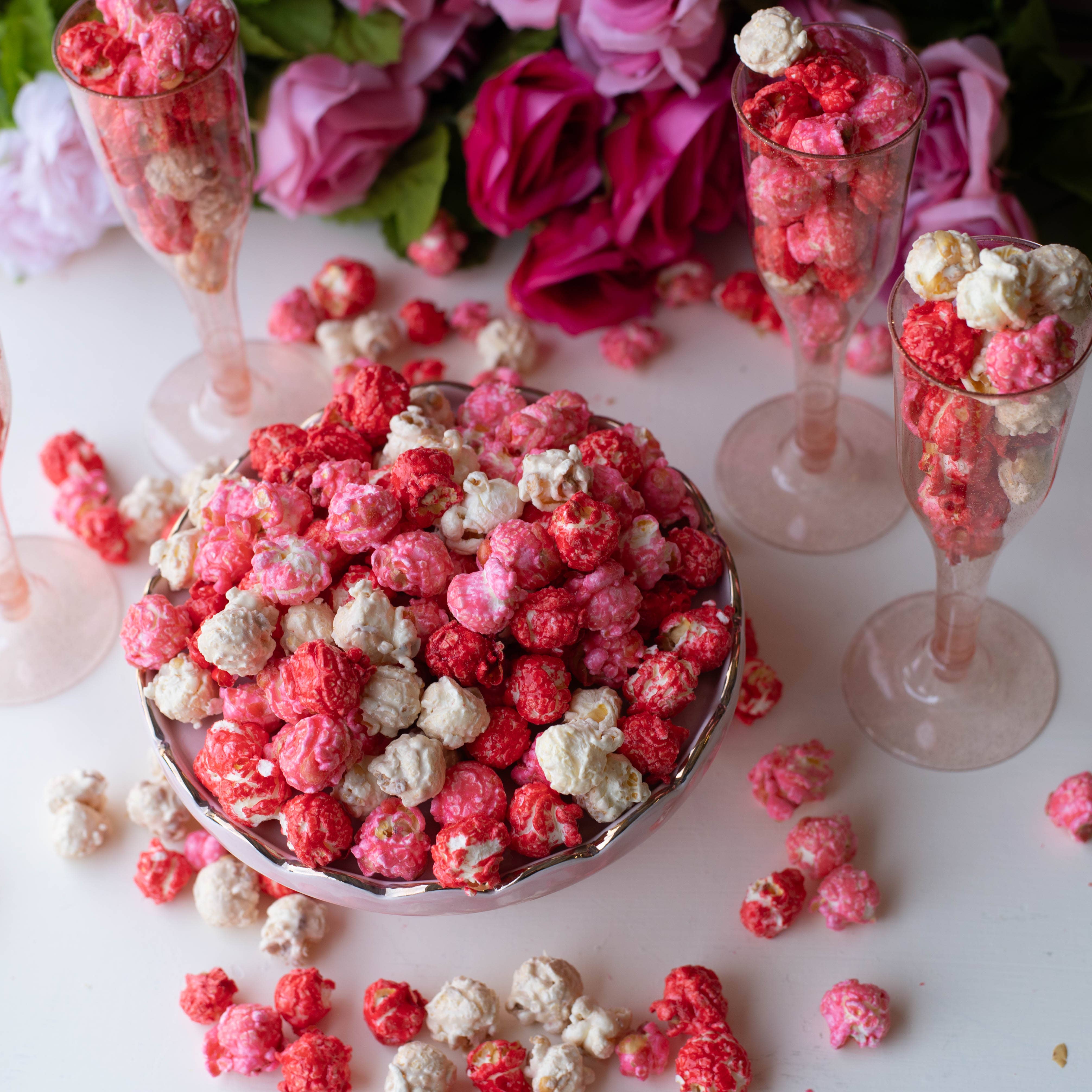 Deanan Gourmet Popcorn - Wholesale Popcorn - Hearts Vanilla Popcorn  - 100 Count - 3 Cup Clear Bags12