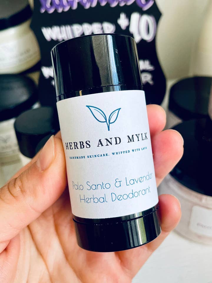 Palo Santo & Lavender Herbal Deodorant for wholesale by Herbs and Mylk