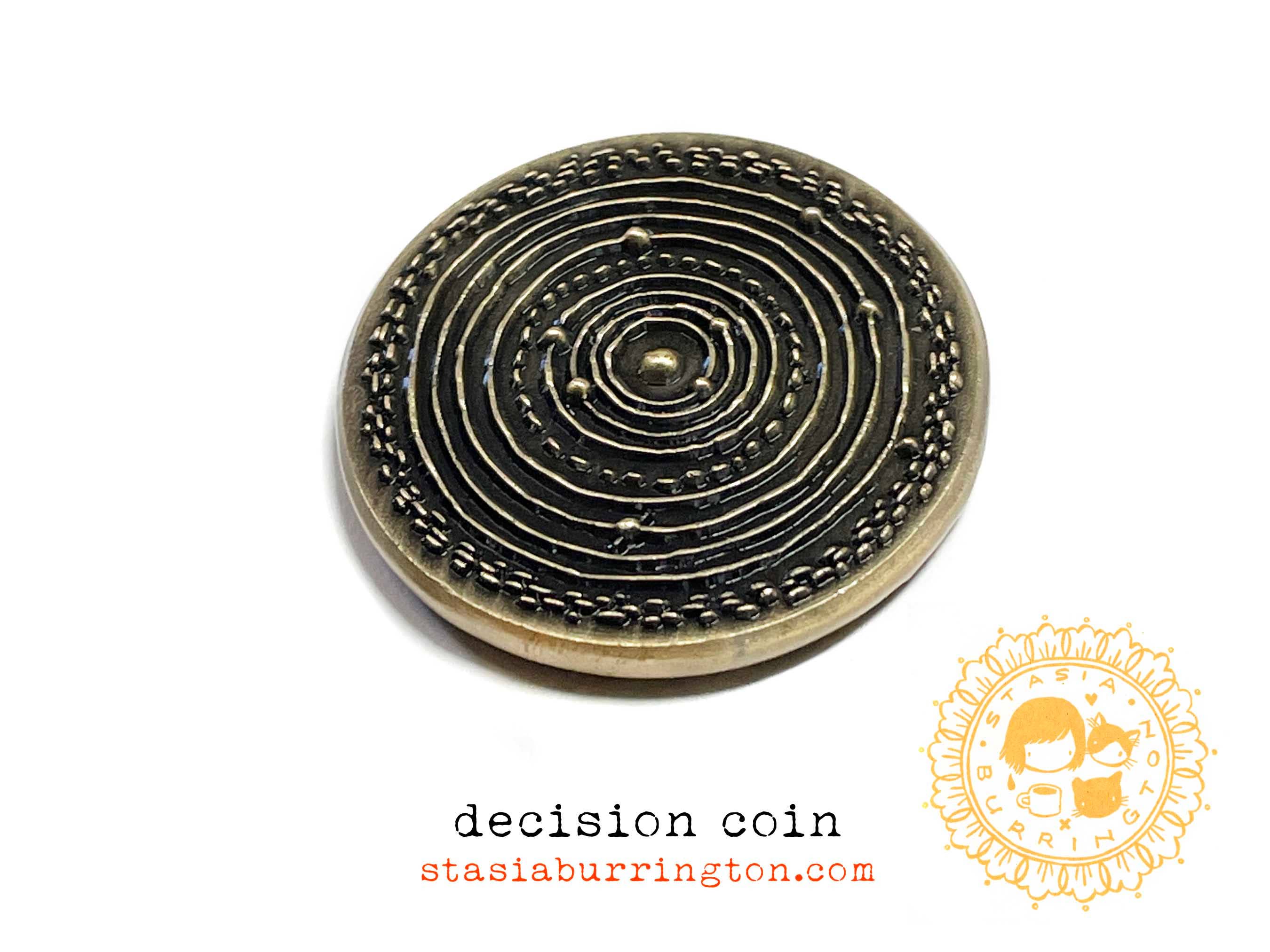 Stasia Burrington Illustration - Wholesale Keepsake Coin/Token - Coin - Moth - Solar System - decision making talisman3