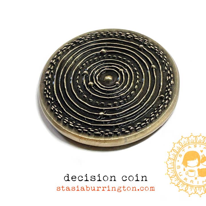 Stasia Burrington Illustration - Wholesale Keepsake Coin/Token - Coin - Moth - Solar System - decision making talisman3