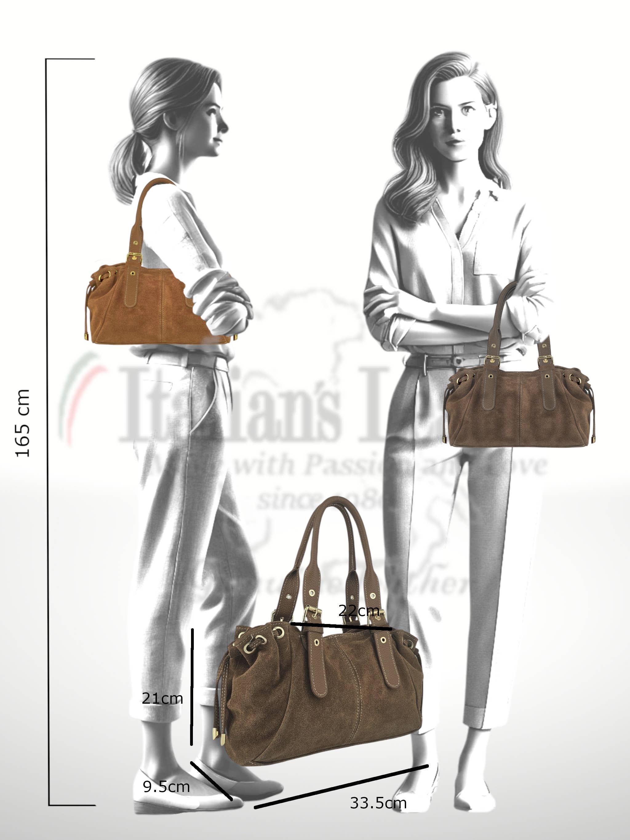 ITALIAN'S LEATHER - Wholesale Shoulder Bag - Women's - Gionatan Suede Leather Bag 25093311