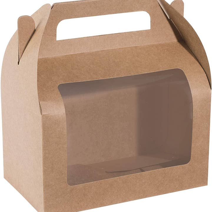 Hammont - Wholesale Party Favor Bag/Box - Kraft Window Treat Box 10 Pack 6.25" X 3.75" X 3.5"