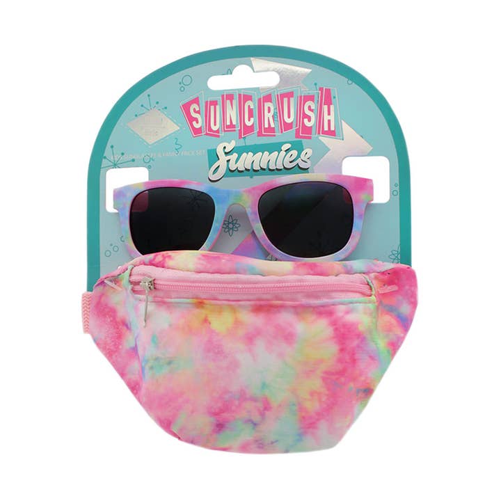 Lunettes de soleil pour enfants avec ensemble combo sac banane look tie-dye filles pour la vente par Shark Eyes, Inc