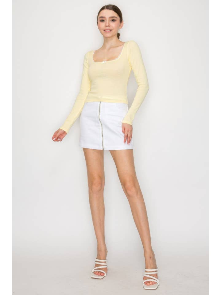 CC Wholesale Clothing - Wholesale Knit Top - Women's - Lace Trim Square Long Sleeve Top17