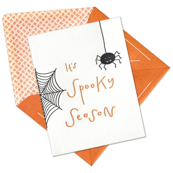 INK MEETS PAPER - Wholesale Halloween Card - Spooky Season Halloween Letterpress Card with Spider3