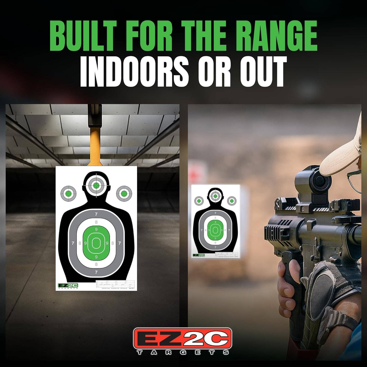 EZ2C Targets - Vente Accessoires de sport - Cible de tir silhouette verte EZ2C 12"x18", cibles en papier de qualité supérieure pour stand de tir, cadeaux pour armes à feu fabriqués aux États-Unis.5