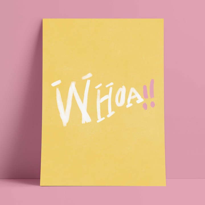 Whoa!! Print - Yellow, White, Pink Fine Art Print for wholesale by Orla and the Gang