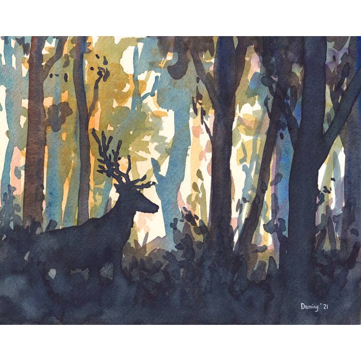 Silhouette forêt pour la vente par Drew Deming Watercolors