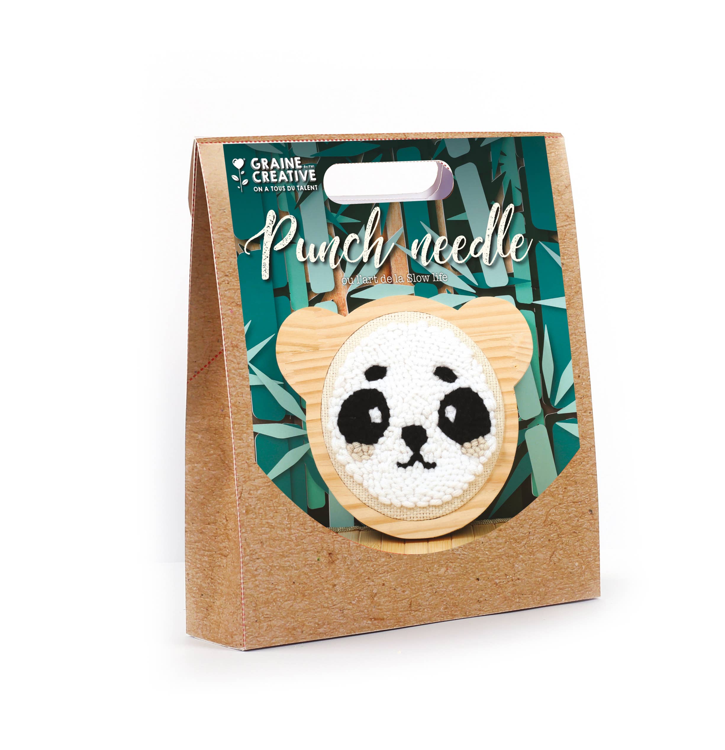 Graine Créative - Wholesale DIY Craft Kit - Kids - PANDA PUNCH NEEDLE KIT Ø 150 mm