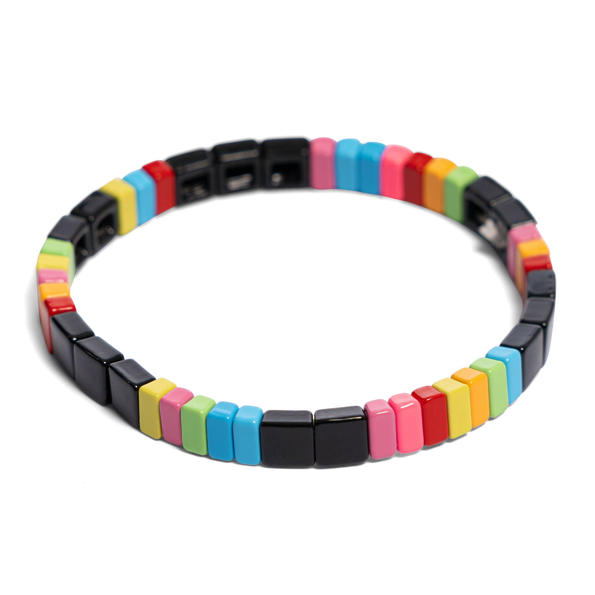 Malibu Sugar - Wholesale Armband met kralen - Zwarte en neonarmbanden met regenboogtegels voor tieners en vrouwen4