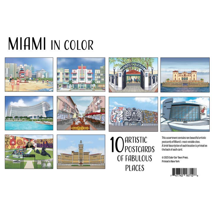 Miami Cartes Postales - Lot de 10 designs uniques pour la vente par Color Our Town