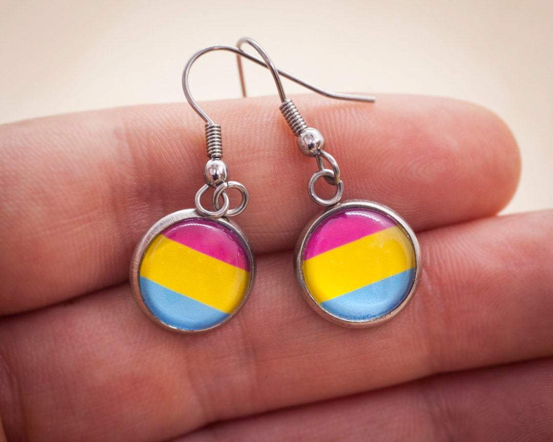 Crafty Queer Studio - Wholesale Stud/Post Earrings - Pansexual flag pride LGBTQ+ earrings - stud or dangle4